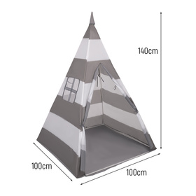 Tipi Tente de Jeu avec Balles Maison de Jeu pour Enfants, gris-blanc rayures:perle/gris/transp/bblue/menthe, 100 Balles