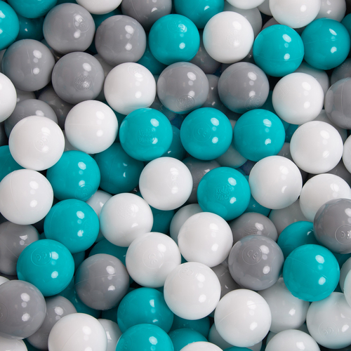 KiddyMoon Aire De Jeux en Mousse avec Carré Piscine À Balles pour Enfants, gris clair: gris/blanc/turquoise, Piscine (200 Balles) + Version 1