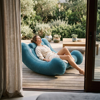 KiddyMoon Fauteuil à Bascule Gonflable À Bascule Pour l'intérieur et l'extérieur avec Poignées Et Pompe, bleu, L