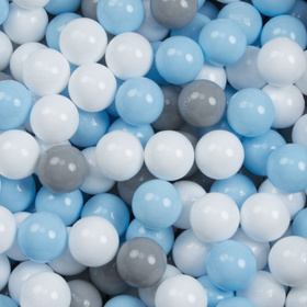 KiddyMoon Balles Colorées Plastique ∅7cm pour Piscine Enfant Bébé Fabriqué en EU, gris/blanc/babyblue, 100 Balles/7cm