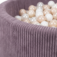 KiddyMoon Piscine Bébé, Piscine À Balles Pour Bébé Et Enfant, Piscine Enfant En Mousse Douce, Housse Côtelée Lavable, Violet: Beige pastel/Blanc/Perle, 90x30cm/200 Balles