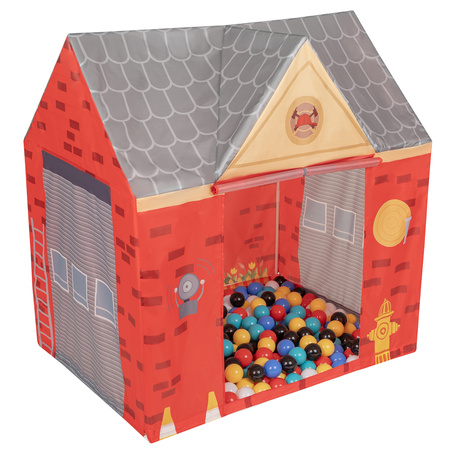 Tente De Jeu Pompier pour Enfants Forme De Pavillon Pour Bébés Design Pliable Tente Pop-Up Réaliste Inspiré Utilisation Intérieure Et Extérieure, rouge-gris: noir/blanc/bleu/rouge/jaune/turquoise, 300 Balles