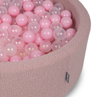 KiddyMoon Piscine à Balles Boules 7 cm pour un Remplissage plus Généreux Pour Bébés au Housse Teddy, Convient dès 8 Mois, Rose: Rose Poudré/Transparent, 90x30cm/300 Balles