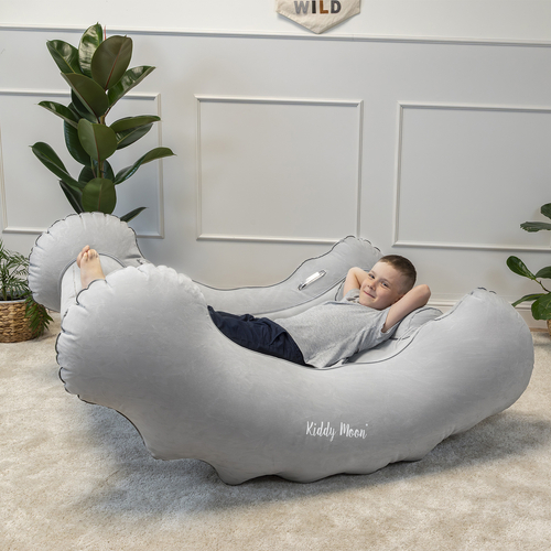 KiddyMoon Fauteuil Sensoriel Gonflable À Bascule Enfant Avec Poignées Et Pompe, gris, L