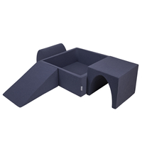 KiddyMoon Aire De Jeux en Mousse avec Carré Piscine À Balles pour Enfants, bleu foncé:vertClr/orange/turq/bleu/babybl/jaune, Piscine (300 Balles) + Version 2