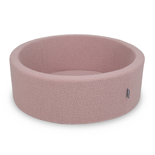 KiddyMoon Piscine à Balles Boules 7 cm pour un Remplissage plus Généreux Pour Bébés au Housse Teddy, Convient dès 8 Mois, rose, 90x30cm/SANS balles