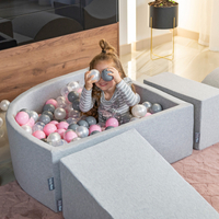 KiddyMoon Piscine À Balles ∅ 7Cm pour Bébé Rond Fabriqué en UE, Béruée: beige pastel/blanc/perle, 90x30cm/200 Balles