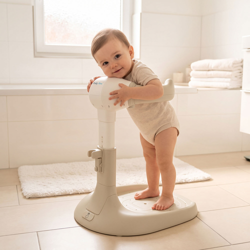 KiddyMoon Support de Bain pour Bébé Hauteur Réglables Antidérapante, beige, UNI