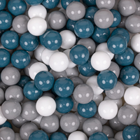 KiddyMoon Balles Colorées Plastique ∅7cm pour Piscine Enfant Bébé Fabriqué en EU, turquoise foncé/gris/blanc