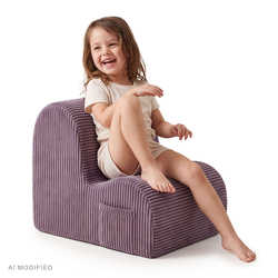 KiddyMoon fauteuil enfant à poche, housse zippée, assise confortable, violet, Taille unique