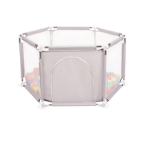 parc bébé hexagonal pliable avec balles plastiques, Gris:jaune/vert/bleu/rouge/orange, 400 balles