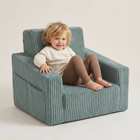 KiddyMoon Fauteuil Pliable pour Enfant en Mousse Canapé Convertible 2 en 1, vert, UNI