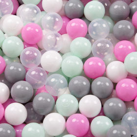 KiddyMoon Balles Colorées Plastique ∅7cm pour Piscine Enfant Bébé Fabriqué en EU, transparent/gris/blanc/rose/menthe, 700 Balles/7cm