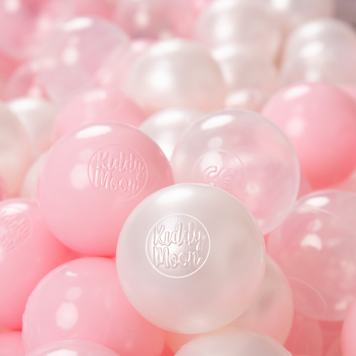 KiddyMoon Balles pour Piscine Colorées ∅6cm Plastique Enfant Bébé Fabriqué en EU, rose poudré/perle/transparent, 200 Balles/6cm