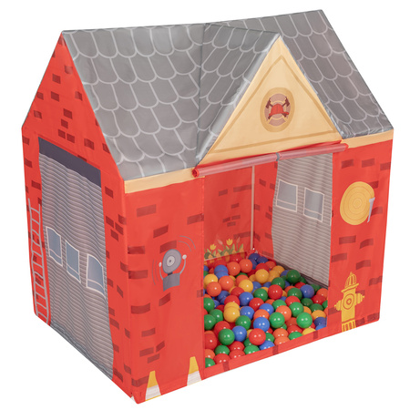 Tente De Jeu Pompier pour Enfants Forme De Pavillon Pour Bébés Design Pliable Tente Pop-Up Réaliste Inspiré Utilisation Intérieure Et Extérieure, rouge-gris: jaune/vert/bleu/rouge/orange, 300 Balles