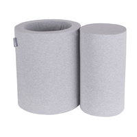 KiddyMoon Aire De Jeux En Mousse Modulable Pour Enfants Avec Housses Amovibles Résistantes Et Matériaux Doux Favorisant Imagination Et Créativité, gris clair, Tonneau/Rouleau