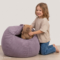 KiddyMoon pouf enfant rangement jouets zippé fonction assise polyester, violet, sac