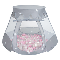 Tente Château Pour Enfants Tente de Jeu Avec Balles Colorées Jouet Cabane Pop-up Château Facile À Monter Maison de Jeu Pour Intérieur et Extérieur, gris:rose poudré/perle/transparent, 105x90cm/600 balles