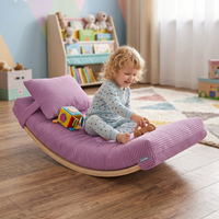 KiddyMoon Planche D'équilibre en Bois Enfant Avec Matelas et Oreiller Balance Board, naturel/violet clair, Planche D'équilibre/Matelas/Oreiller
