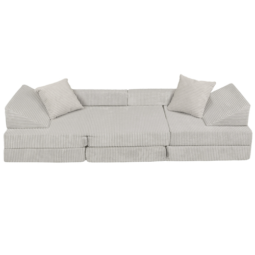 KiddyMoon Canapé Pliant pour Enfants, Canapé Convertible pour Chambre et Salle de Jeux, Matelas au Sol, Mini-Canapé, gris clair, Canapés avec 2 Oreillers