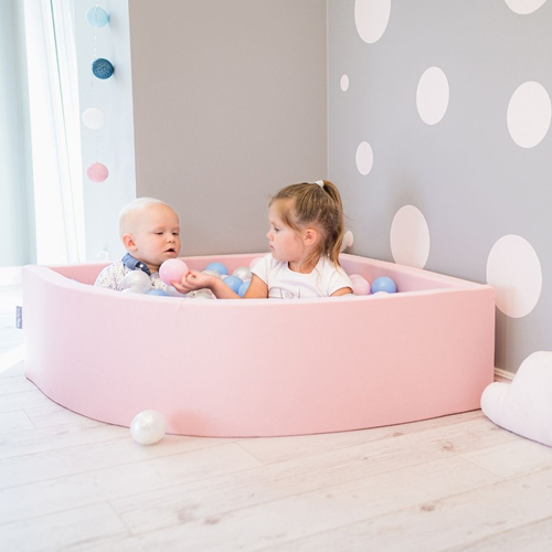 KiddyMoon Piscine à Balles ∅ 7Cm pour Bébé Quart Angulaire Fabriqué En UE, gris clair: gris/blanc/rose, 90x30cm/300 balles