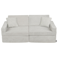 KiddyMoon Canapés Pliant pour Enfants Canapé-Lit Convertible Bébés-Canapé Lit Coucher Salle de Jeux Pliable Matelas au Sol Mini-Canapé Chaise-Lit, gris clair, Canapés avec 2 Oreillers