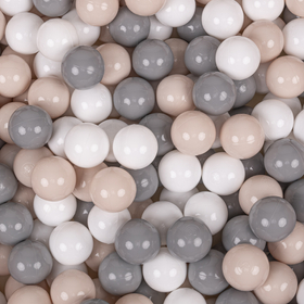 KiddyMoon Aire Velvet De Jeux en Mousse avec Rond Piscine à Balles pour Enfants, rose des sables: beige pastel/gris/blanc, Piscine (300 Balles) + Version 5