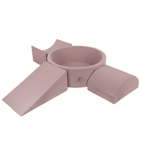 KiddyMoon Aire De Jeux en Mousse avec Rond Piscine à Balles pour Enfants, bruyère: beige pastel/jaune pastel/blanc/menthe/rose poudré, Piscine (300 Balles) + Version 4