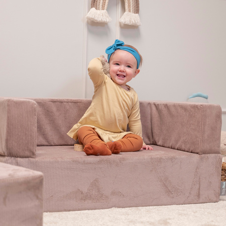 KiddyMoon Canapé en Mousse pour Enfants avec Balles et Pente Parfait Pour la Chambre D'enfant Léger Modulable Confortable Sécurisé Idéal pour Jouer et Se Détendre, beige foncé: turquoise foncé/beige pastel/cuivre, Canapé/Pente + 100 Balles