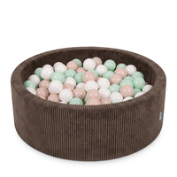 KiddyMoon Piscine Bébé, Piscine À Balles Pour Bébé Et Enfant, Piscine Enfant En Mousse Douce, Housse Côtelée Lavable, Marron: Beige pastel/Blanc/Menthe, 90x30cm/200 Balles