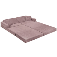KiddyMoon Canapés Pliant pour Enfants Canapé-Lit Convertible Bébés-Canapé Lit Coucher Salle de Jeux Pliable Matelas au Sol Mini-Canapé Chaise-Lit, violet, Canapés avec 2 Oreillers