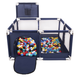 parc bébé avec balles plastiques aire de jeu pliable basket, Bleu:noir/blanc/bleu/rouge/jaune/turquoise, 100 balles