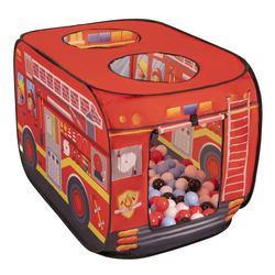 Tente De Jeu Enfant Camion De Pompiers Avec Boules Incluses Pour Intérieur Extérieur Cadeau Développement Sensoriel Et Jeux De Rôle Montessori, rouge: noir-blanc-rouge-babyblue, 600 balles