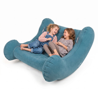 KiddyMoon Fauteuil Sensoriel Gonflable À Bascule Enfant Avec Poignées Et Pompe, bleu clair, L