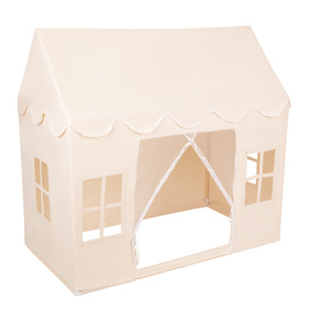 KiddyMoon Tente de Jeu Pour Enfants Maison De Jeu Pliable Tente Enfant Espace Créatif Pour Enfants Coin Douillet Idéal Pour Jouer À L’Intérieur Et À L’Extérieur, naturel: beige pastel/blanc/or, 200 Balles