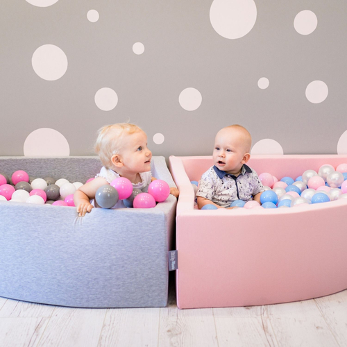 KiddyMoon Piscine à Balles ∅ 7Cm pour Bébé Quart Angulaire Fabriqué En UE, gris clair: gris/blanc/rose, 90x30cm/300 Balles