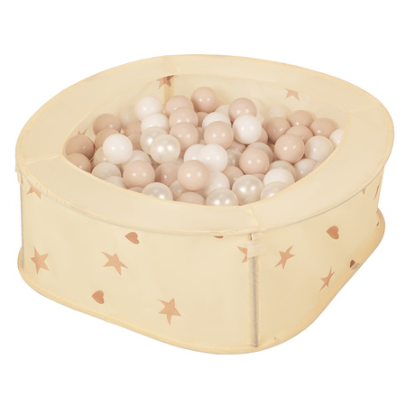 NK-200X piscine aire de jeux pliable avec balles, beige clair: beige pastel/blanc/perle, 100 Balles