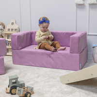 KiddyMoon Canapé en Mousse pour Enfants avec Deux Poufs Pour chambre d'enfant Léger Confortable Polyvalent Housse Amovible Design Moderne Parfait pour Jouer, violet, Canapé/Pouf