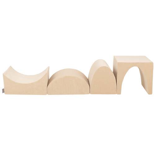KiddyMoon aire de jeux velours mousse colline/tunnel/rampe L/semi-rouleau L, beige sableux, Multi-Taille