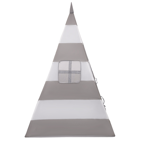 Tipi Tente de Jeu avec Balles Maison de Jeu pour Enfants, grises et blanches rayures:gris/blanc/transp/bblue, 200 Balles