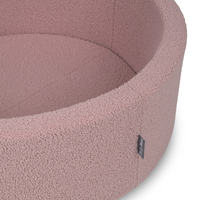 KiddyMoon Piscine à Balles Boules 7 cm pour un Remplissage plus Généreux Pour Bébés au Housse Teddy, Convient dès 8 Mois, rose, 90x30cm/SANS balles