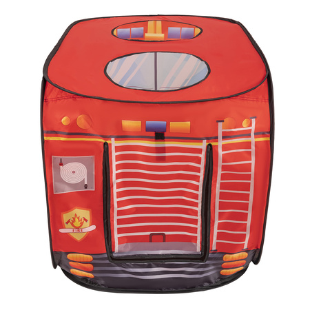 Tente De Jeu Pompier pour Enfants Set De Jeu Camion Et Caserne De Pompiers Pour Enfants Avec Boules Pliables Intérieures Extérieures Jeu Coopératif Sensoriel Montessori, rouge : noir-jaune-bleu-rouge-vert, 100 balles