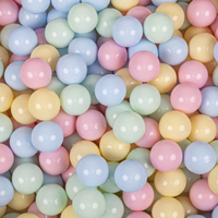 KiddyMoon Piscine à Balles Boules 7 cm pour un Remplissage plus Généreux Pour Bébés au Housse Teddy, Convient dès 8 Mois, Crème: Bleu Pastel/Jaune Pastel/Blanc/Menthe/Rose Poudré