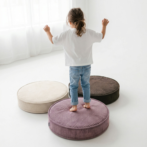 KiddyMoon Ensemble 3 Modules en Mousse pour Enfants pour Chambre D'enfant, beige-brun-violet, Lx3