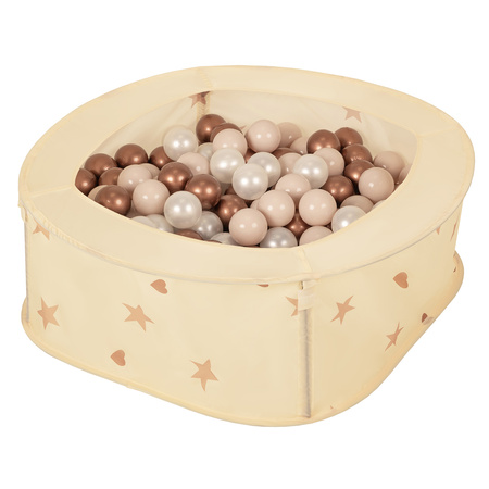 NK-200X piscine aire de jeux pliable avec balles, beige clair: beige pastel/cuivre/perle, 100 Balles