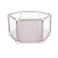 parc bébé hexagonal pliable avec balles plastiques, Gris:perle/gris/transparent/babyblue/mentha, 400 balles