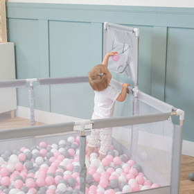 parc bébé avec balles plastiques aire de jeu pliable basket, Gris:blanc/gris/rose poudré, 100 balles