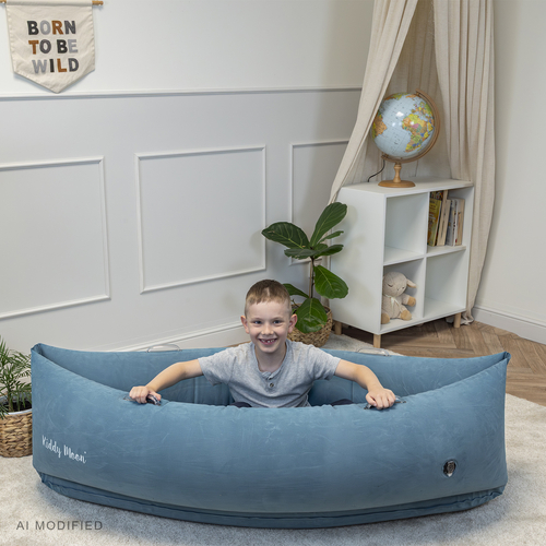 KiddyMoon Gonflable Fauteuil Sensoriel Enfant Avec Poignées Et Pompe, bleu, L