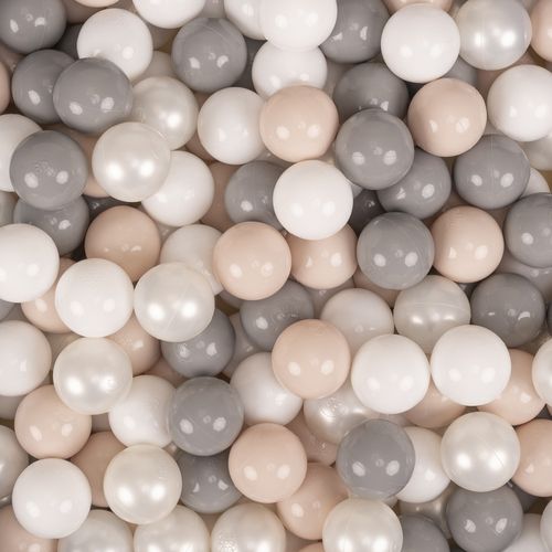 KiddyMoon Parcours Motricité En Mousse Avec Balles Enfants Favorise Créativité, Violet : beige pastel/blanc/perle/gris, Piscine (200 Balles)+ Marches