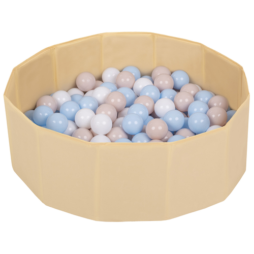 piscine à balles multicolores piscine pliable pour les enfant, beige clair: beige pastel/bleu pastel/blanc, 300 balles